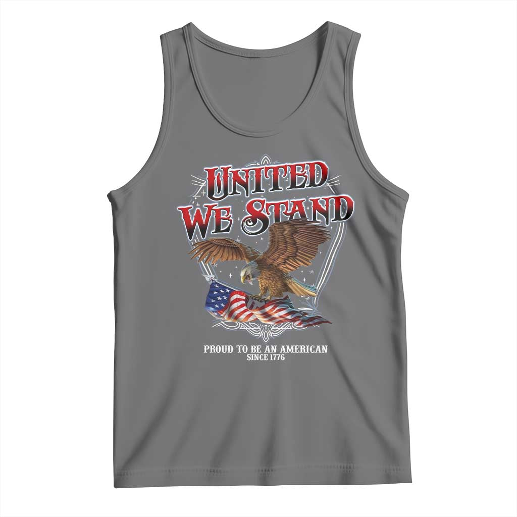 United We Stand Proud To Be An American Since 1776 Tank Top Patriotic USA Flag Eagle TS11 Black Heather Print Your Wear
