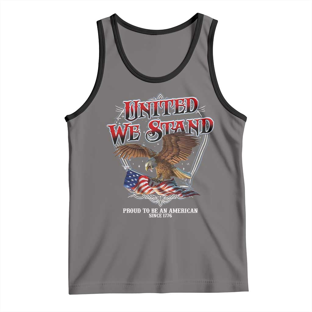 United We Stand Proud To Be An American Since 1776 Tank Top Patriotic USA Flag Eagle TS11 Deep Heather Black Print Your Wear