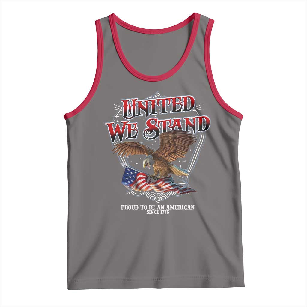 United We Stand Proud To Be An American Since 1776 Tank Top Patriotic USA Flag Eagle TS11 Deep Heather Red Print Your Wear