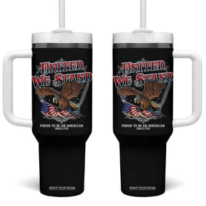 United We Stand Proud To Be An American Since 1776 Tumbler With Handle Patriotic USA Flag Eagle TS11 One Size: 40 oz Black Print Your Wear