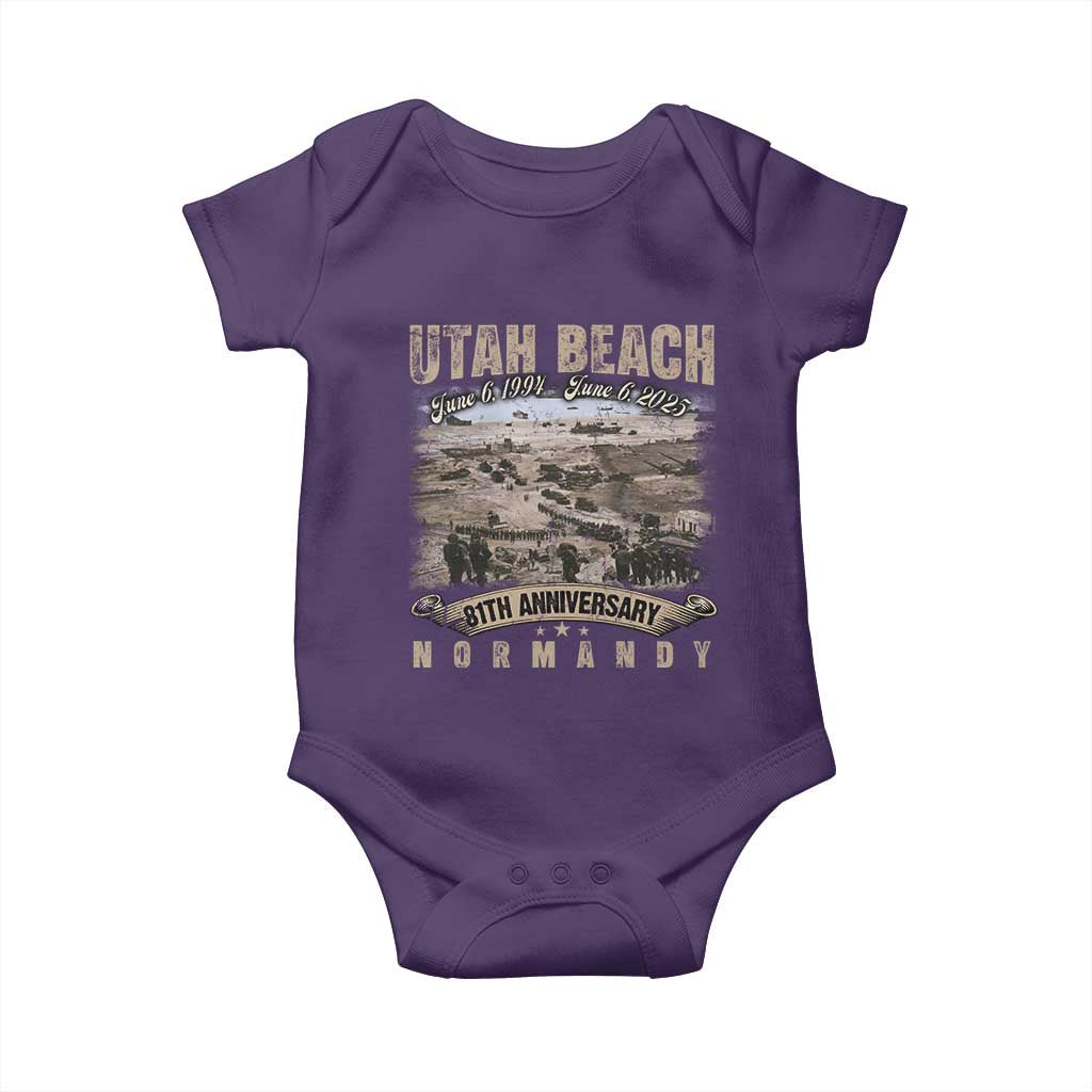 Utah Beach D Day 81 ST Anniversary Honor History Normandy WWII Baby Onesie TS11 Purple Print Your Wear