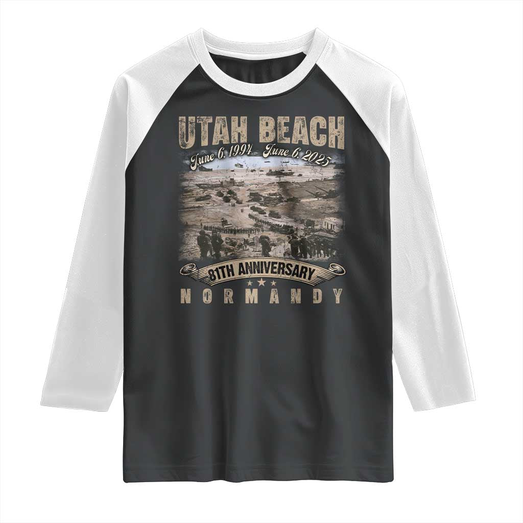 Utah Beach D Day 81 ST Anniversary Honor History Normandy WWII Raglan Shirt TS11 Black White Print Your Wear