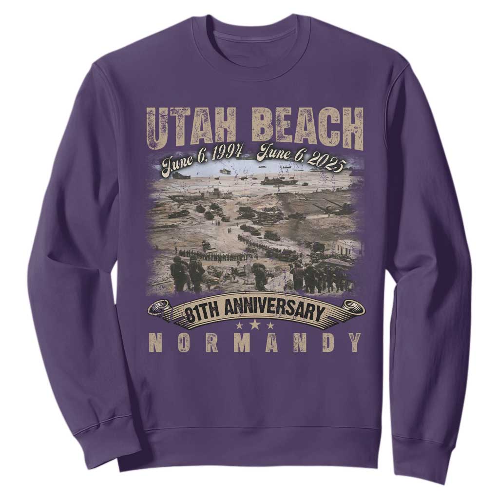 Utah Beach D Day 81 ST Anniversary Honor History Normandy WWII Sweatshirt TS11 Purple Print Your Wear
