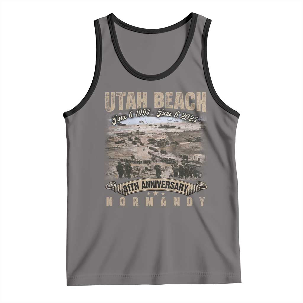 Utah Beach D Day 81 ST Anniversary Honor History Normandy WWII Tank Top TS11 Deep Heather Black Print Your Wear
