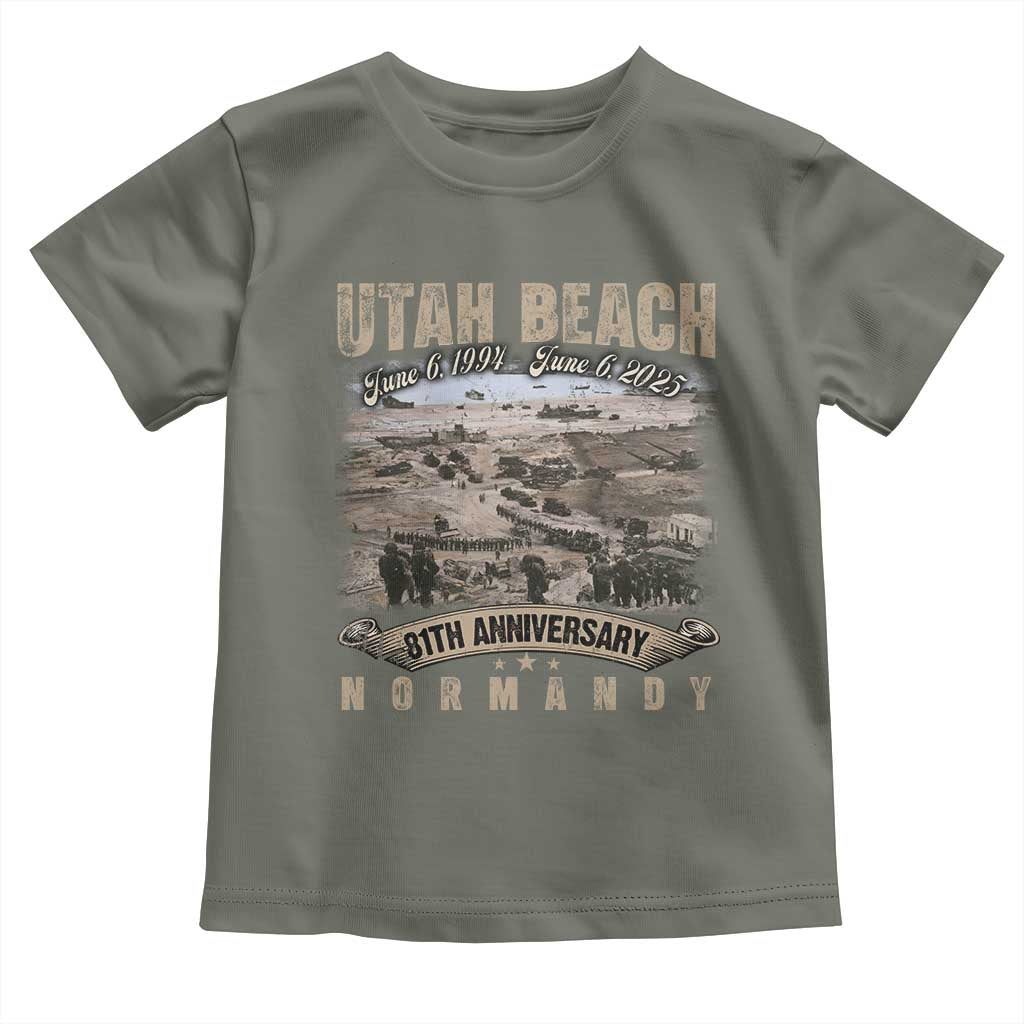 Utah Beach D Day 81 ST Anniversary Honor History Normandy WWII Toddler T Shirt TS11 Military Green Print Your Wear