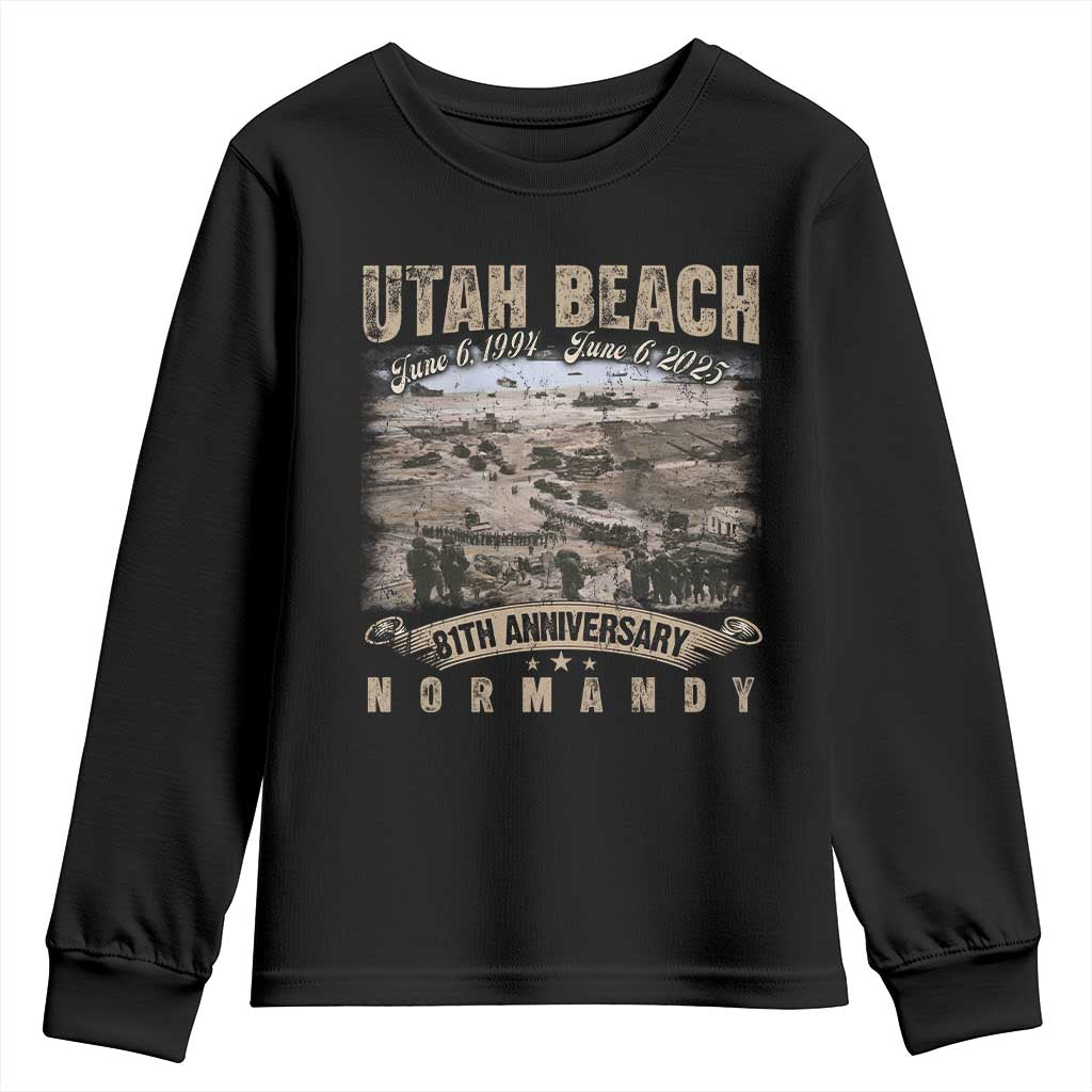 Utah Beach D Day 81 ST Anniversary Honor History Normandy WWII Youth Sweatshirt TS11 Black Print Your Wear