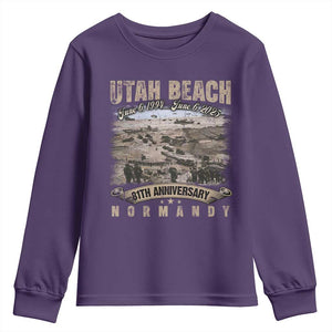 Utah Beach D Day 81 ST Anniversary Honor History Normandy WWII Youth Sweatshirt TS11 Purple Print Your Wear