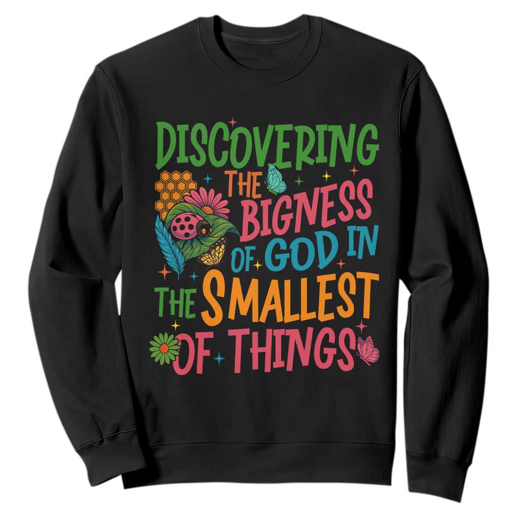 VBS 2025 Insects Adventure Sweatshirt Discovering the Bigness of God in the Smallest of Things TS02 Black Print Your Wear