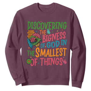 VBS 2025 Insects Adventure Sweatshirt Discovering the Bigness of God in the Smallest of Things TS02 Maroon Print Your Wear