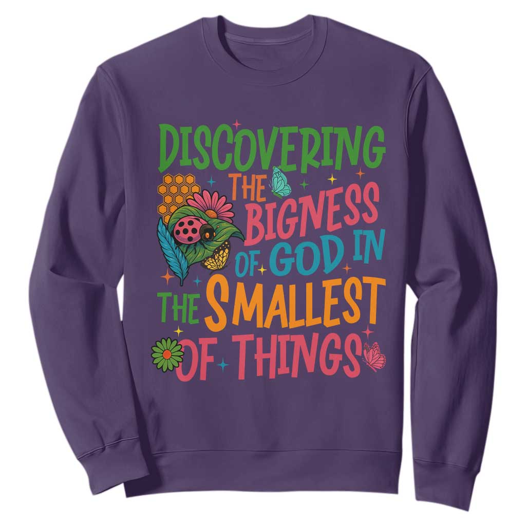 VBS 2025 Insects Adventure Sweatshirt Discovering the Bigness of God in the Smallest of Things TS02 Purple Print Your Wear