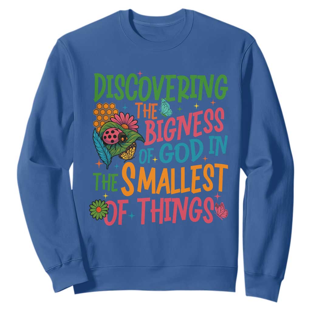 VBS 2025 Insects Adventure Sweatshirt Discovering the Bigness of God in the Smallest of Things TS02 Royal Blue Print Your Wear