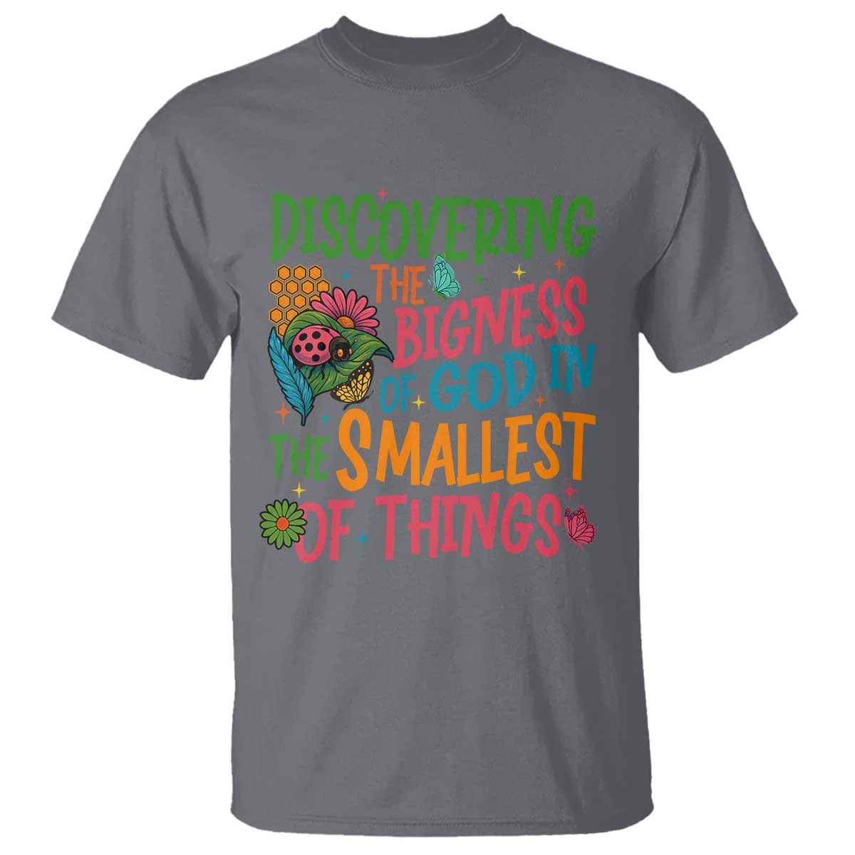 VBS 2025 Insects Adventure T Shirt Discovering the Bigness of God in the Smallest of Things TS02 Charcoal Print Your Wear