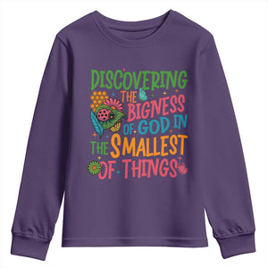 VBS 2025 Insects Adventure Youth Sweatshirt Discovering the Bigness of God in the Smallest of Things TS02 Purple Print Your Wear