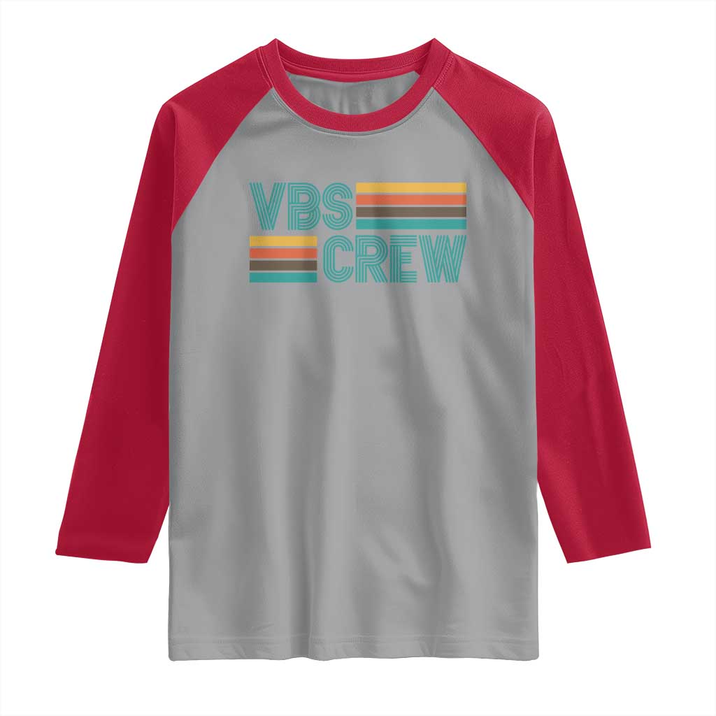 VBS Crew Raglan Shirt Vacation Bible School Church Camp Retro Vintage TS10 Sport Gray Red Print Your Wear