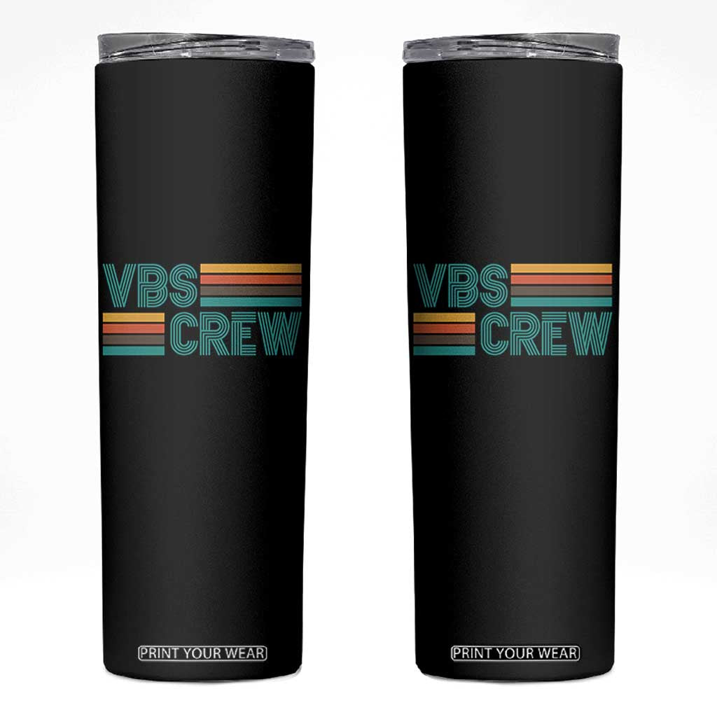 VBS Crew Skinny Tumbler Vacation Bible School Church Camp Retro Vintage TS10 Black Print Your Wear