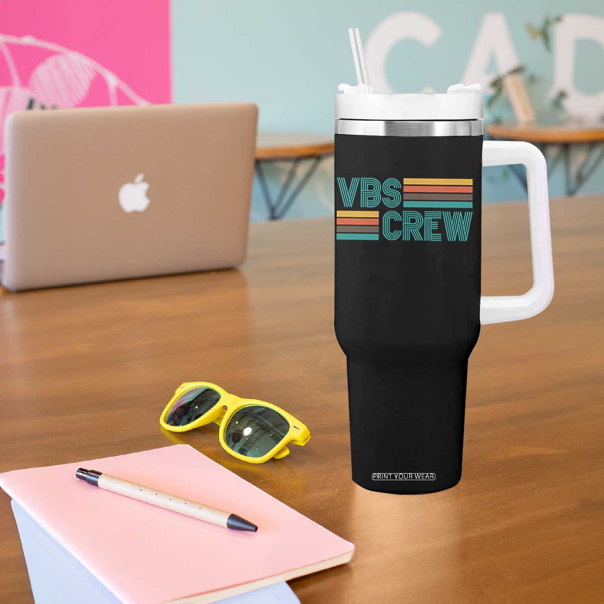 VBS Crew Tumbler With Handle Vacation Bible School Church Camp Retro Vintage TS10 Print Your Wear