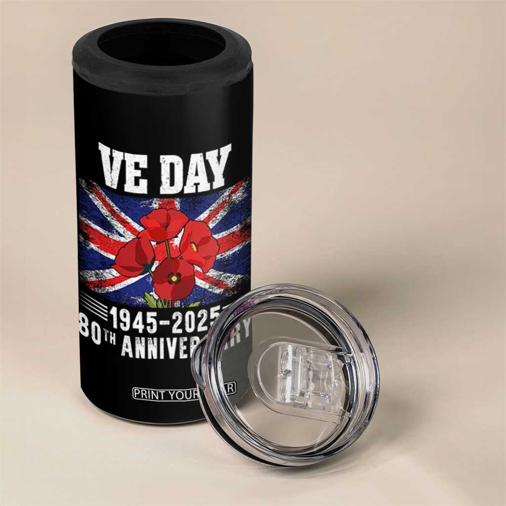 VE Day 80th Anniversary 4 in 1 Can Cooler Tumbler 2025 Celebration Union Flag Poppies WWII Remembrance TS02 Print Your Wear
