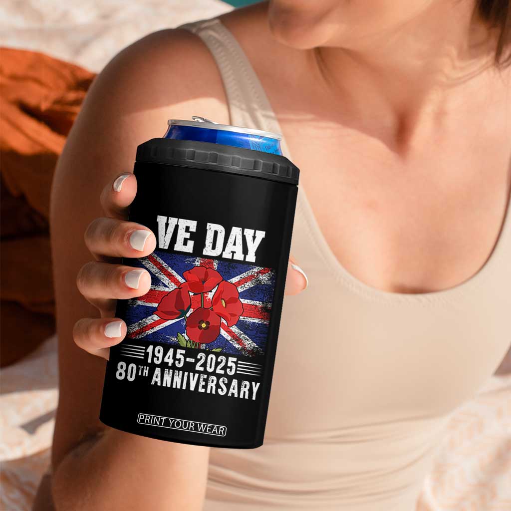 VE Day 80th Anniversary 4 in 1 Can Cooler Tumbler 2025 Celebration Union Flag Poppies WWII Remembrance TS02 Print Your Wear