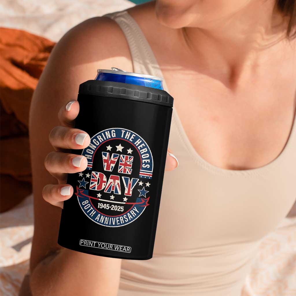 VE Day 80th Anniversary 4 in 1 Can Cooler Tumbler 2025 Patriotic WWII Remembrance Vintage TS02 Print Your Wear
