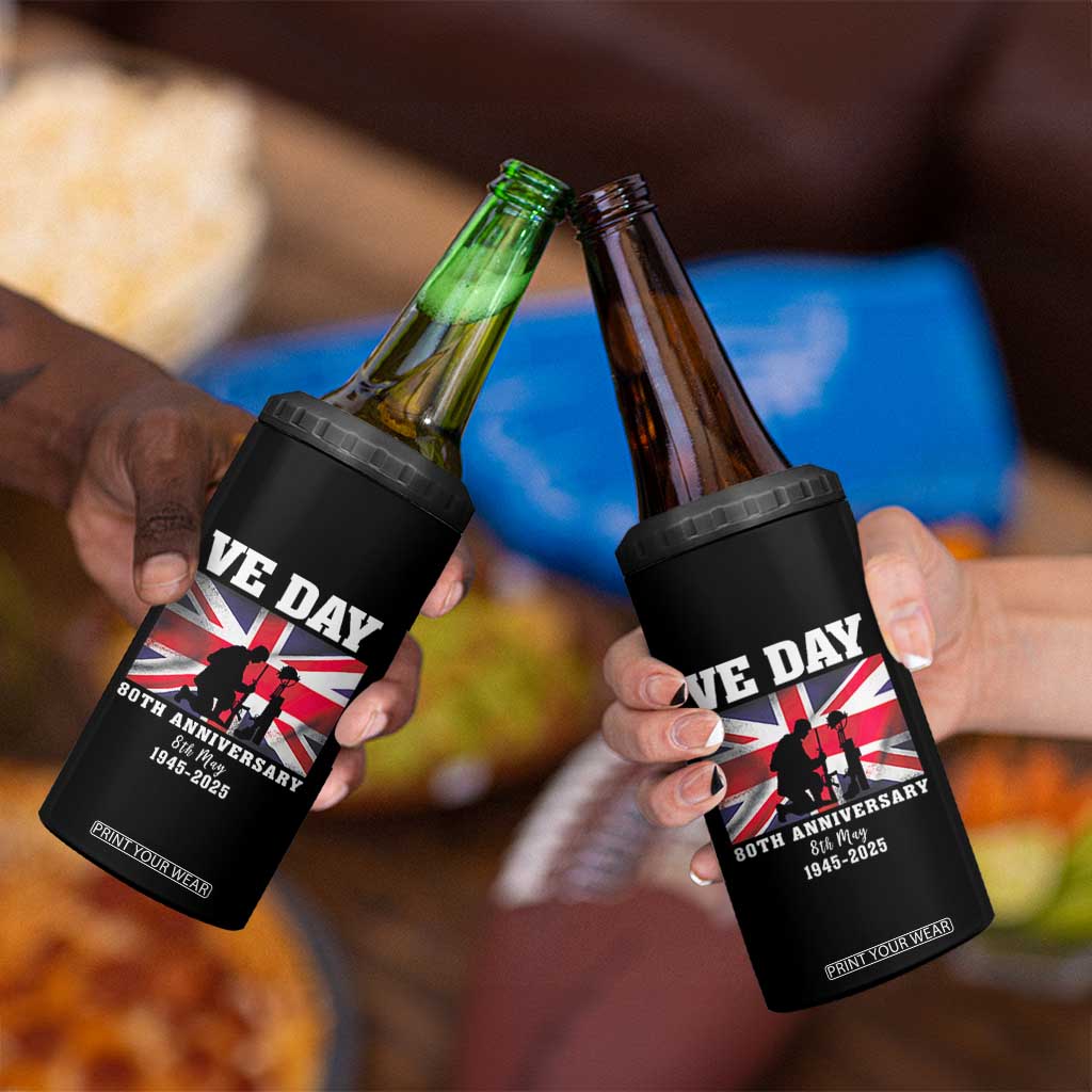 VE Day 80th Anniversary 4 in 1 Can Cooler Tumbler Victory in Europe Union Flag WWII Remembrance TS02 Print Your Wear