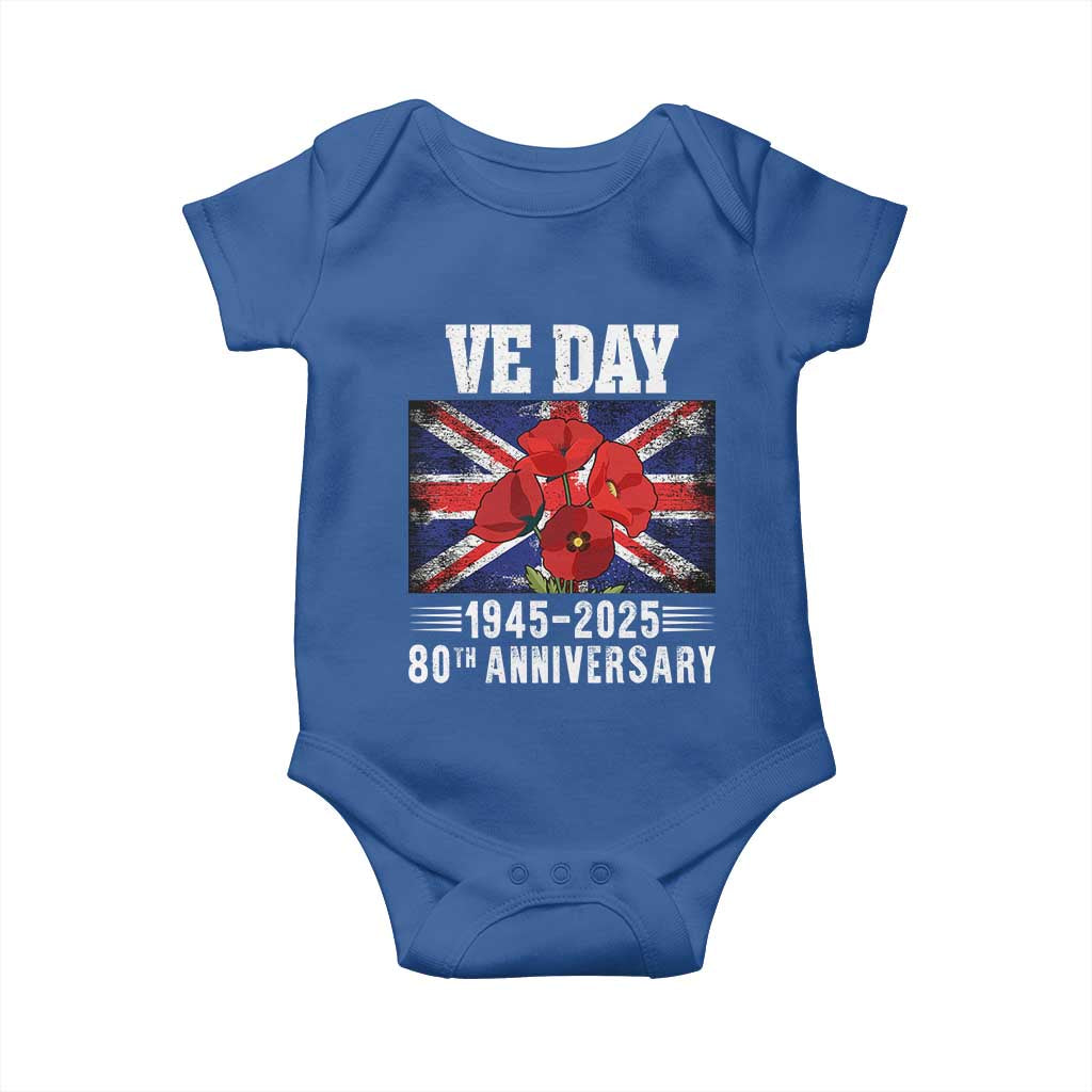 VE Day 80th Anniversary Baby Onesie 2025 Celebration Union Flag Poppies WWII Remembrance TS02 Royal Blue Print Your Wear