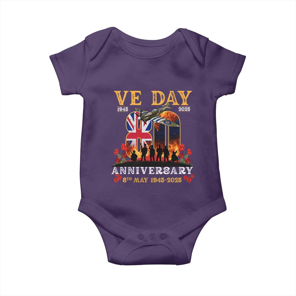 VE Day 80th Anniversary Baby Onesie 2025 Celebration Union Flag WWII Remembrance TS02 Purple Print Your Wear