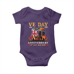 VE Day 80th Anniversary Baby Onesie 2025 Celebration Union Flag WWII Remembrance TS02 Purple Print Your Wear