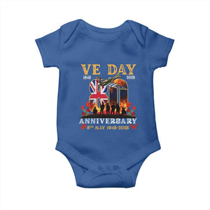 VE Day 80th Anniversary Baby Onesie 2025 Celebration Union Flag WWII Remembrance TS02 Royal Blue Print Your Wear