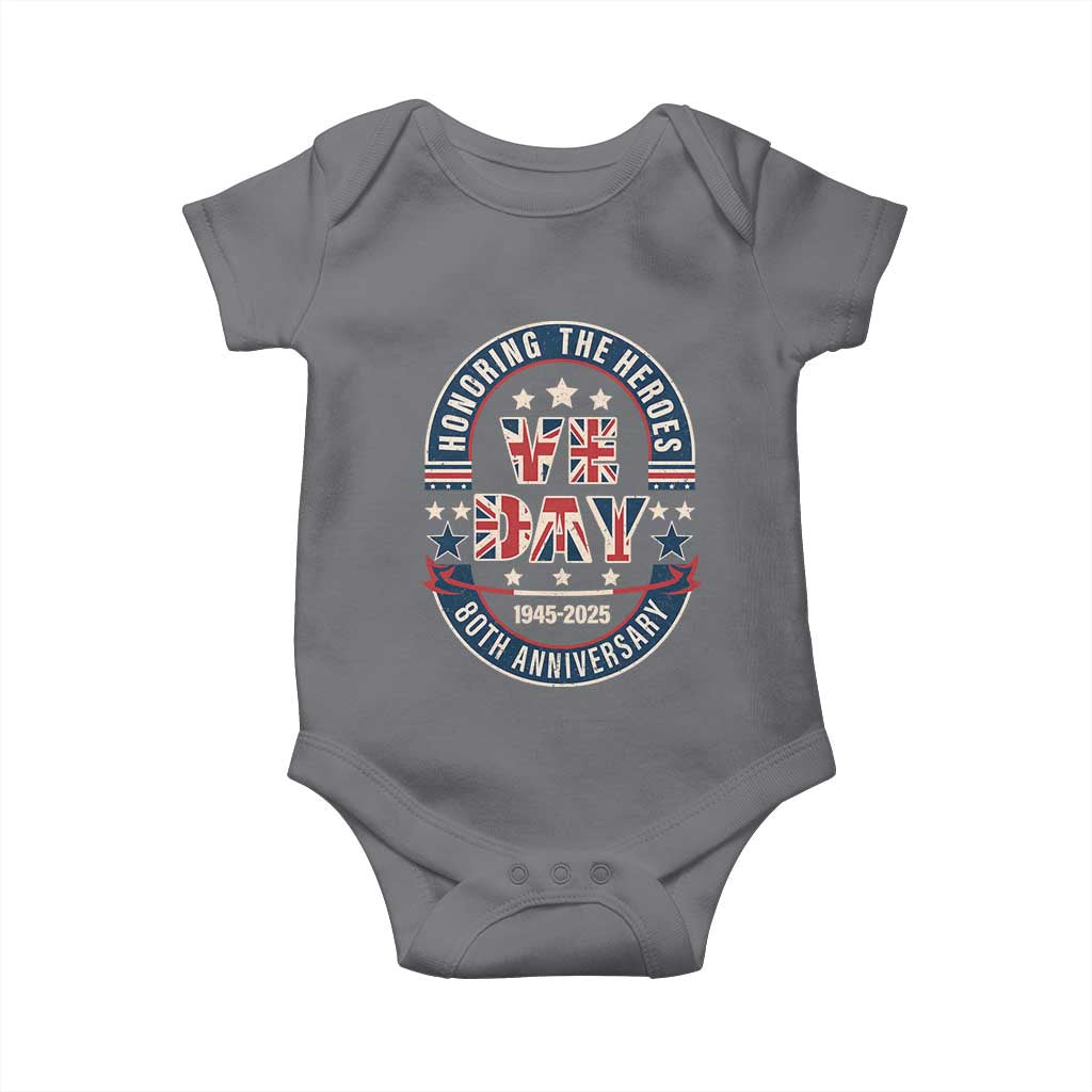 VE Day 80th Anniversary Baby Onesie 2025 Patriotic WWII Remembrance Vintage TS02 Charcoal Print Your Wear