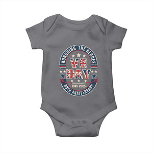 VE Day 80th Anniversary Baby Onesie 2025 Patriotic WWII Remembrance Vintage TS02 Charcoal Print Your Wear