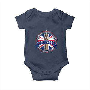 VE Day 80th Anniversary Baby Onesie WWII Remembrance 2025 Celebrations London TS02 Navy Print Your Wear