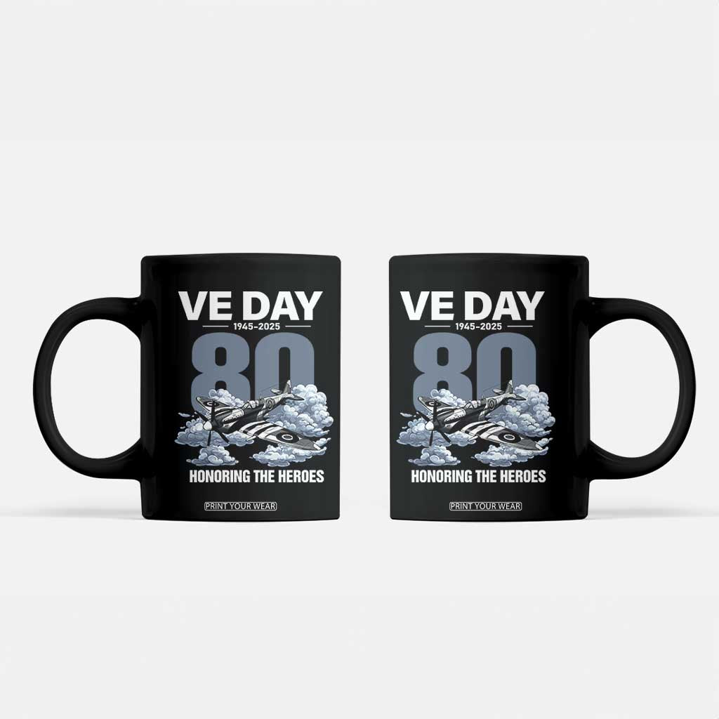 VE Day 80th Anniversary Coffee Mug 2025 Celebration WWII Remembrance Retro TS02 Black Print Your Wear