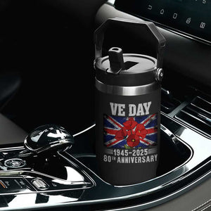 VE Day 80th Anniversary Flip Straw Tumbler 2025 Celebration Union Flag Poppies WWII Remembrance TS02 Print Your Wear