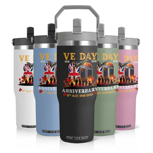 VE Day 80th Anniversary Flip Straw Tumbler 2025 Celebration Union Flag WWII Remembrance TS02 Print Your Wear
