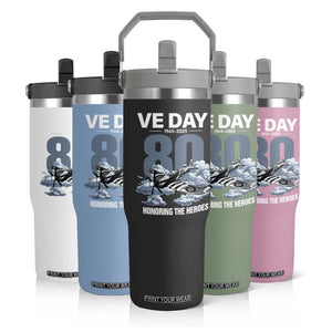 VE Day 80th Anniversary Flip Straw Tumbler 2025 Celebration WWII Remembrance Retro TS02 Print Your Wear