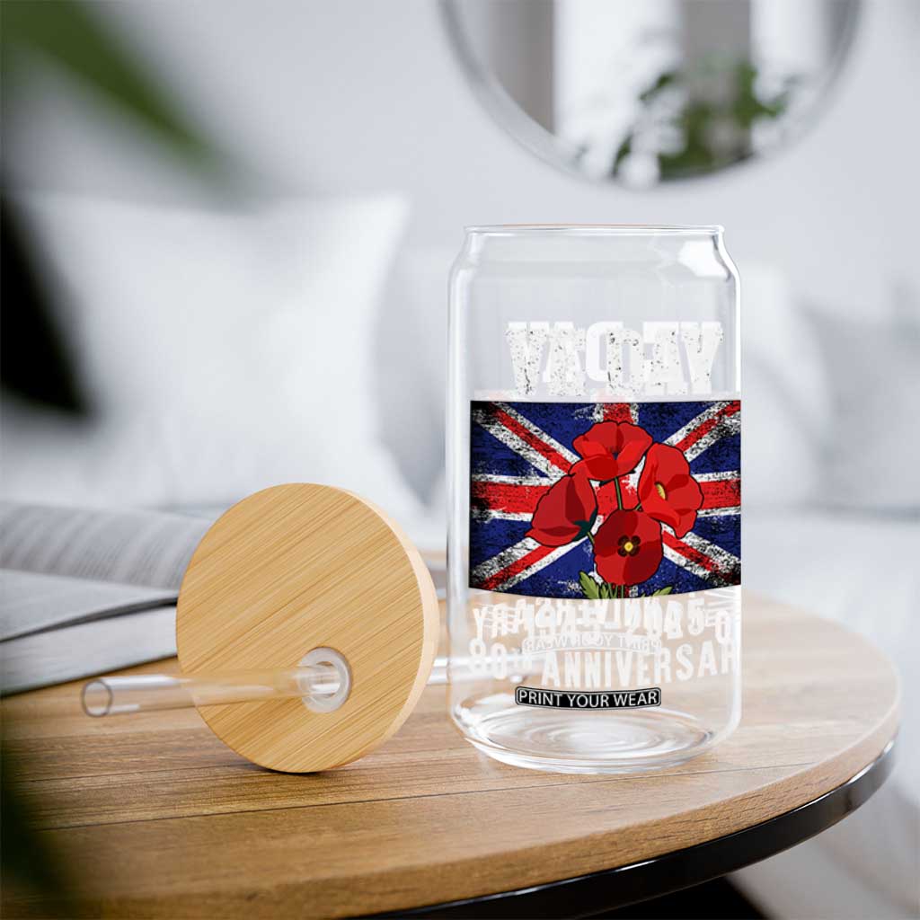 VE Day 80th Anniversary Glass Can 2025 Celebration Union Flag Poppies WWII Remembrance TS02 Print Your Wear
