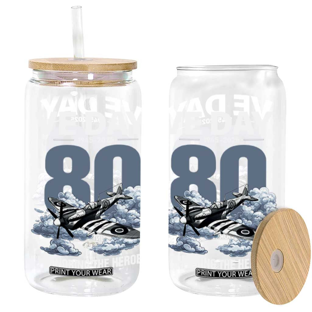 VE Day 80th Anniversary Glass Can 2025 Celebration WWII Remembrance Retro TS02 Black Print Your Wear