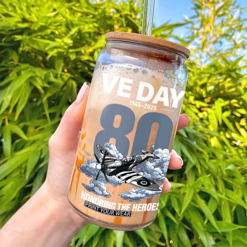 VE Day 80th Anniversary Glass Can 2025 Celebration WWII Remembrance Retro TS02 Print Your Wear