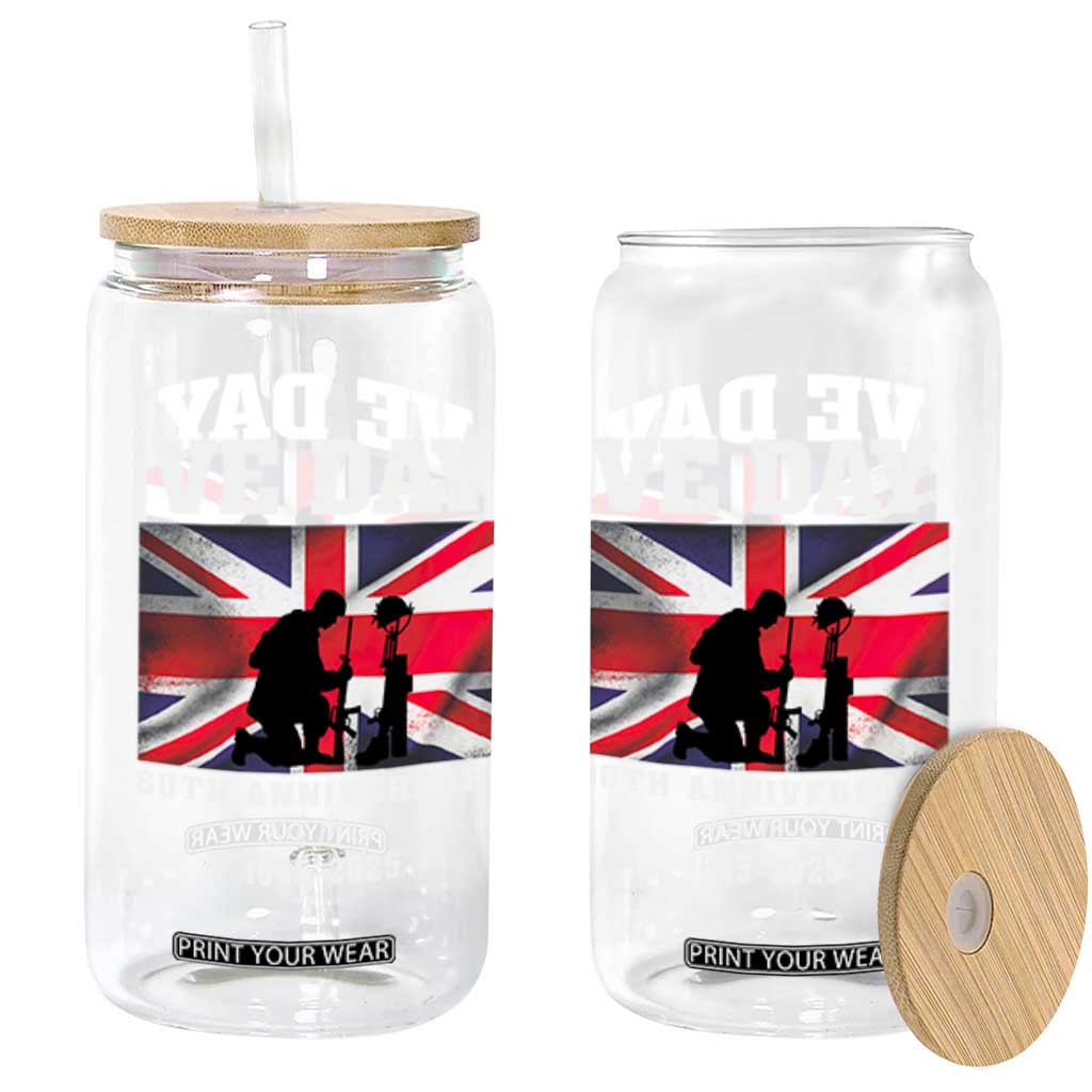 VE Day 80th Anniversary Glass Can Victory in Europe Union Flag WWII Remembrance TS02 Black Print Your Wear