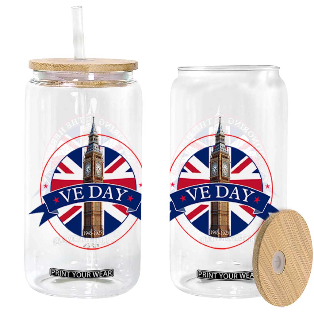 VE Day 80th Anniversary Glass Can WWII Remembrance 2025 Celebrations London TS02 Black Print Your Wear