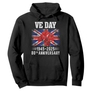 VE Day 80th Anniversary Hoodie 2025 Celebration Union Flag Poppies WWII Remembrance TS02 Black Print Your Wear
