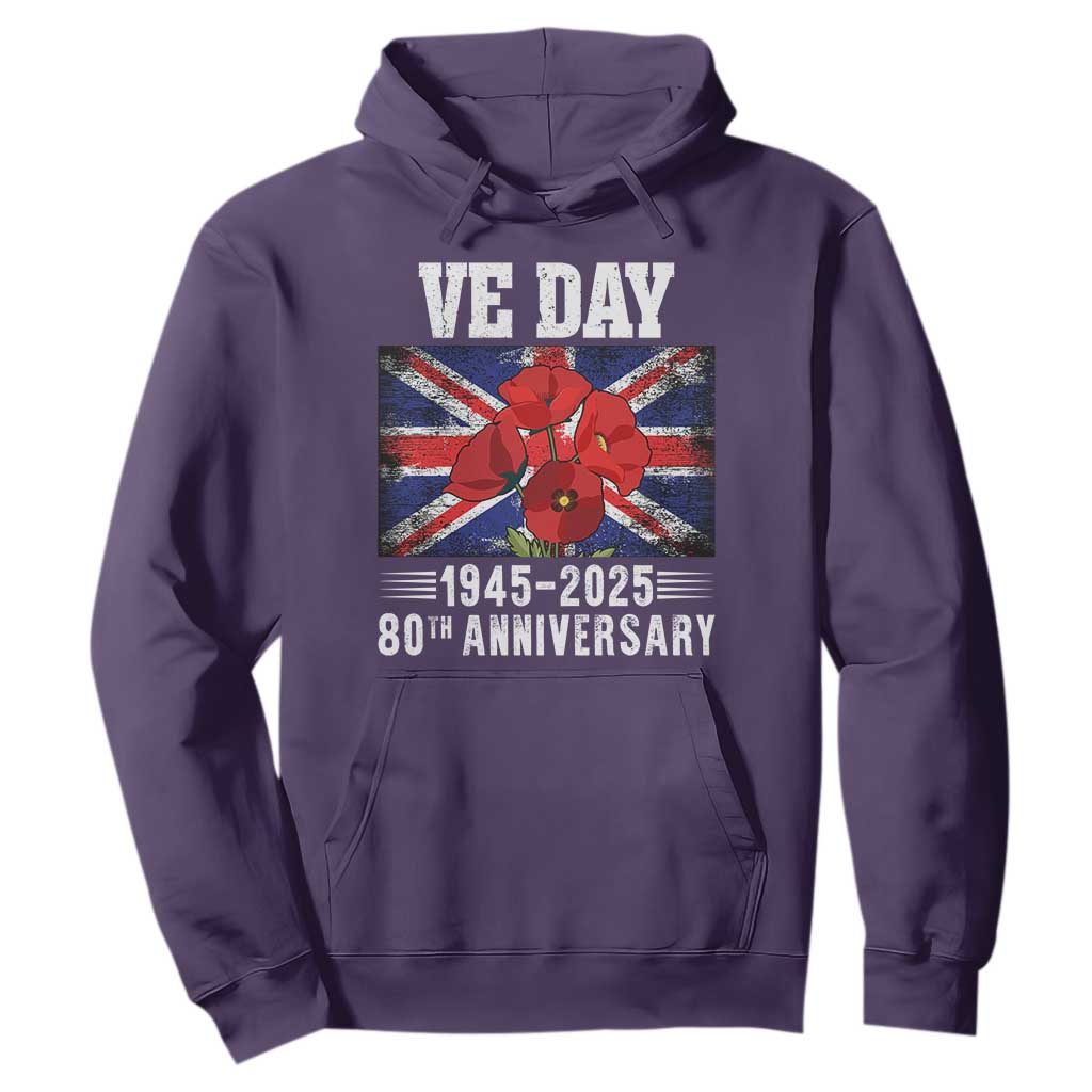 VE Day 80th Anniversary Hoodie 2025 Celebration Union Flag Poppies WWII Remembrance TS02 Purple Print Your Wear