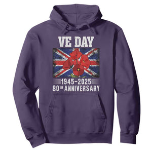 VE Day 80th Anniversary Hoodie 2025 Celebration Union Flag Poppies WWII Remembrance TS02 Purple Print Your Wear