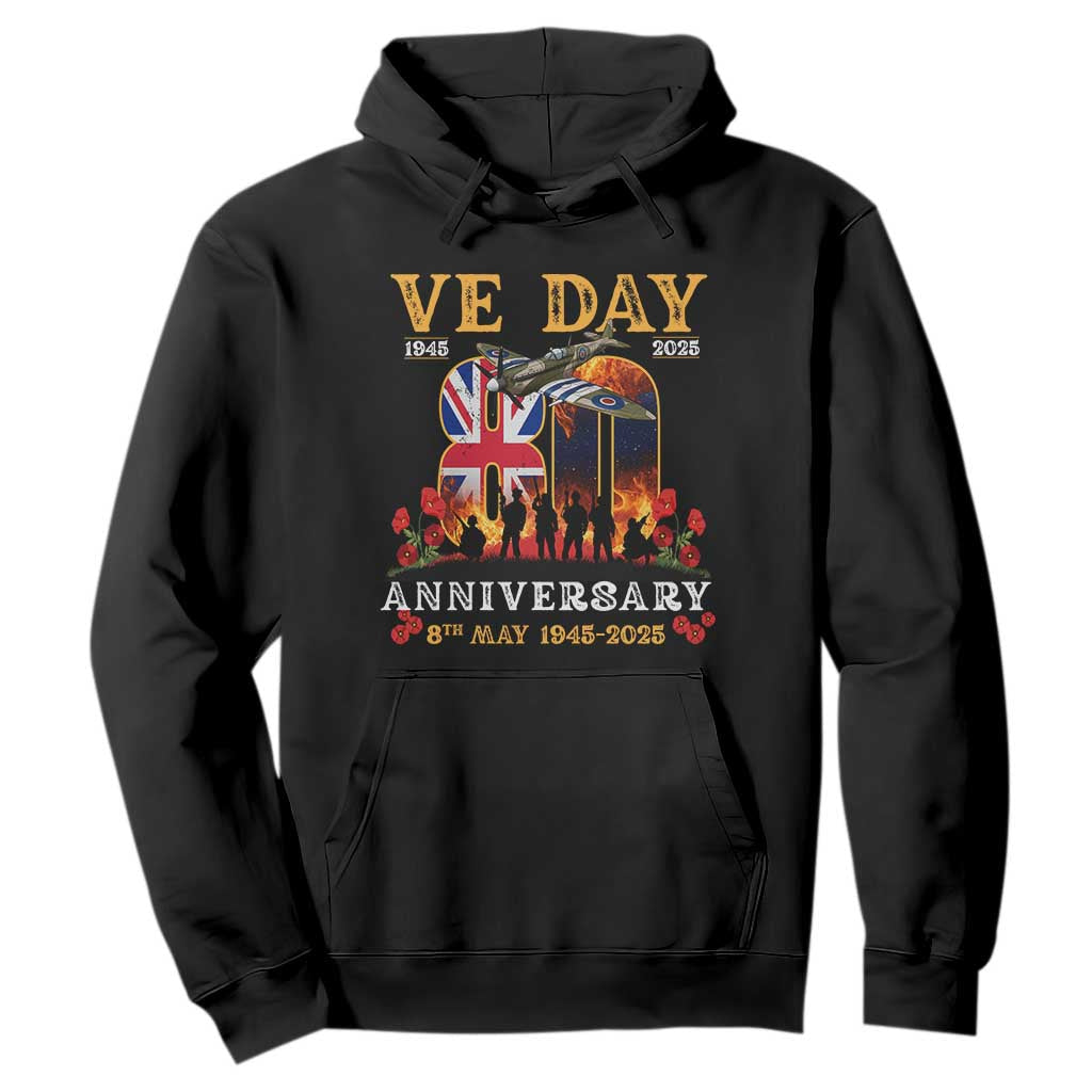 VE Day 80th Anniversary Hoodie 2025 Celebration Union Flag WWII Remembrance TS02 Black Print Your Wear