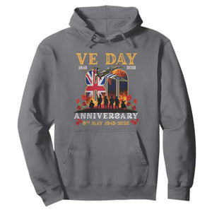 VE Day 80th Anniversary Hoodie 2025 Celebration Union Flag WWII Remembrance TS02 Charcoal Print Your Wear