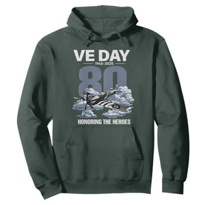 VE Day 80th Anniversary Hoodie 2025 Celebration WWII Remembrance Retro TS02 Dark Forest Green Print Your Wear