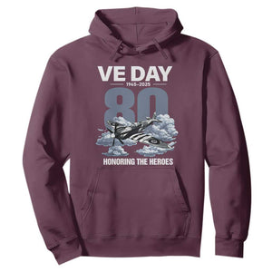 VE Day 80th Anniversary Hoodie 2025 Celebration WWII Remembrance Retro TS02 Maroon Print Your Wear