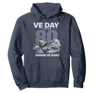 VE Day 80th Anniversary Hoodie 2025 Celebration WWII Remembrance Retro TS02 Navy Print Your Wear