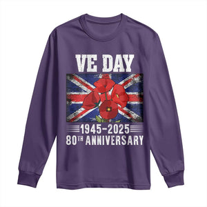 VE Day 80th Anniversary Long Sleeve Shirt 2025 Celebration Union Flag Poppies WWII Remembrance TS02 Purple Print Your Wear