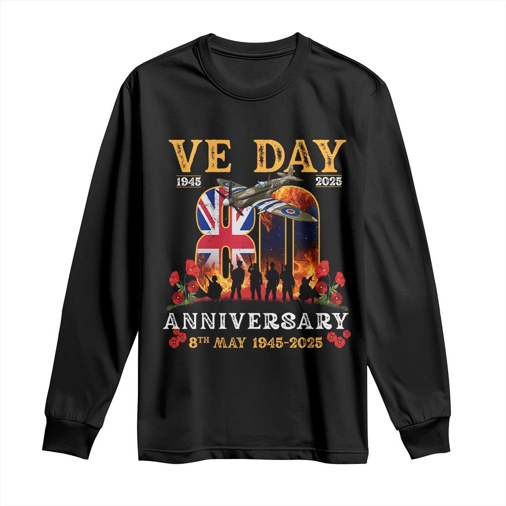 VE Day 80th Anniversary Long Sleeve Shirt 2025 Celebration Union Flag WWII Remembrance TS02 Black Print Your Wear